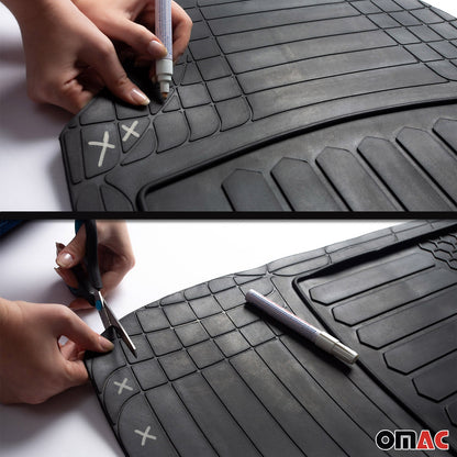 Pontiac Universal Floor Mats & Cargo Liner Waterproof Rubber Black 6 Pcs