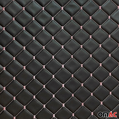 Embossed Black Faux Leather Lining Pink Stitch Car Upholstery 1 Yard x 1.5 Yards