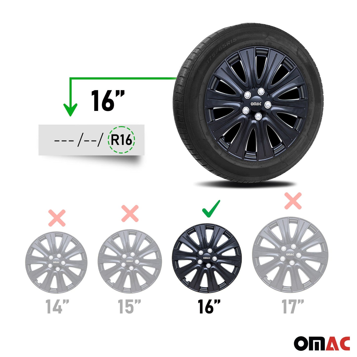 16" Hub Caps for Ford Transit 150 250 350 2015-2025 Black Silver Wheel Covers 4x