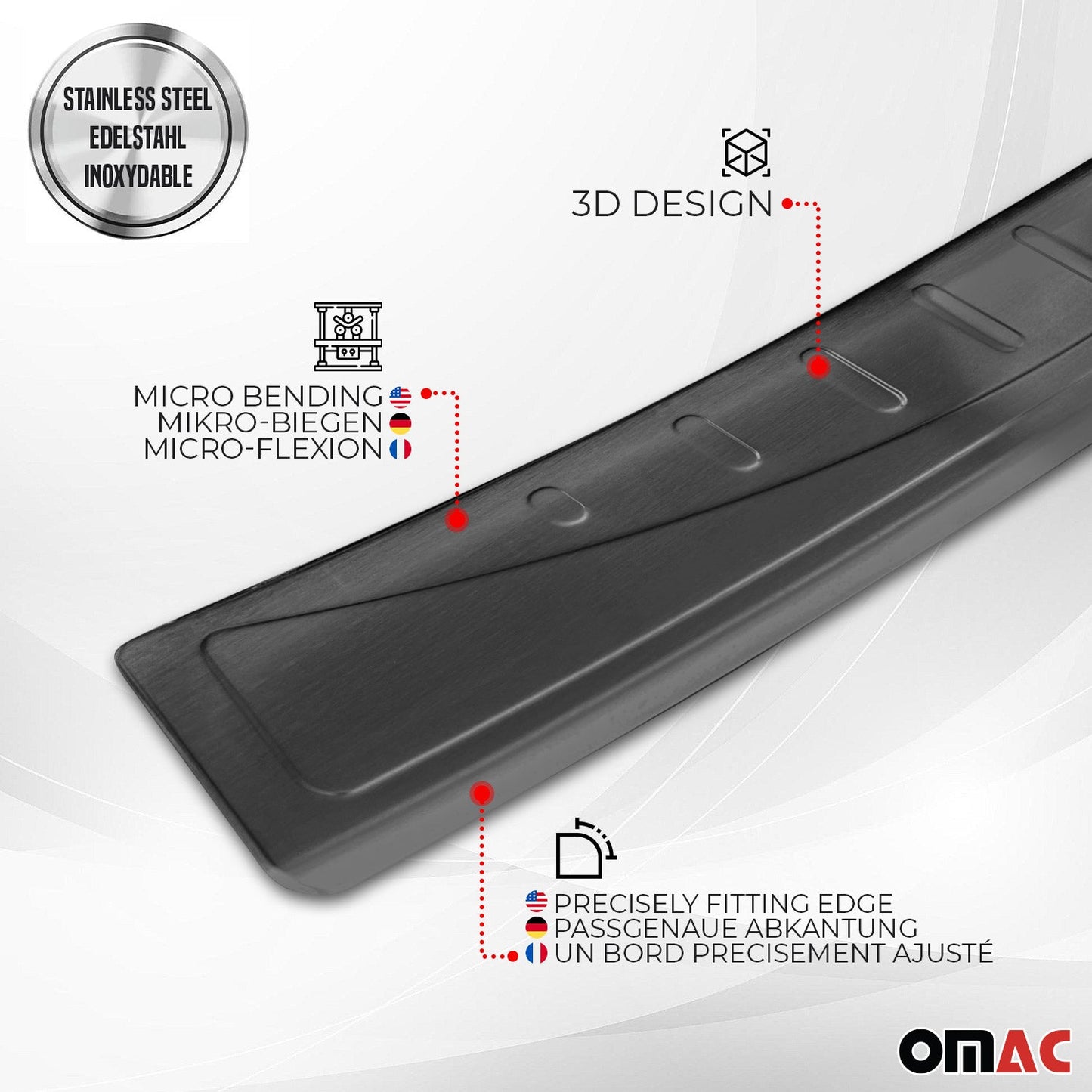 2009-2020 Dodge Journey Rear Bumper Sill Cover Protector Guard Stainless Steel Dark