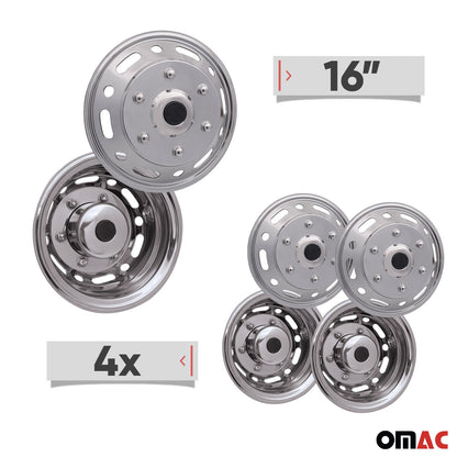 2015-2026 Ford Transit 16" Dual Wheel Simulator Hubcaps Chrome Silver Gloss