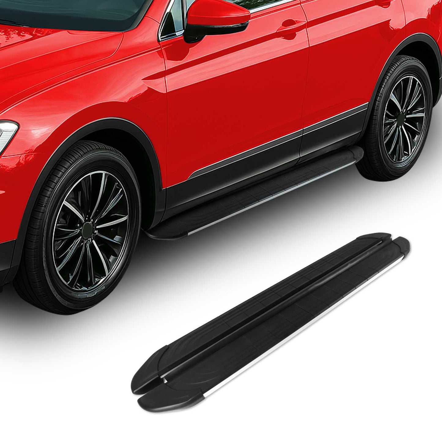 2009-2015 Honda Pilot Running Boards Side Steps Silver & Black