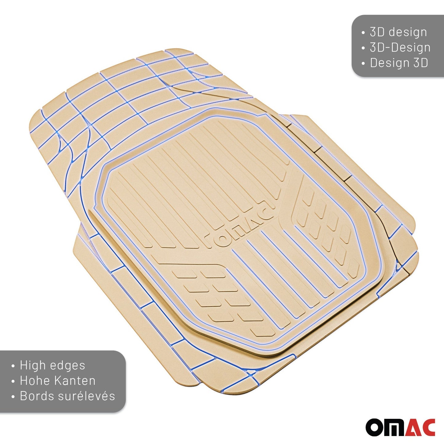 Hyundai Heavy Duty Trim to fit Floor Mats Liner Tan All Weather 4Pcs