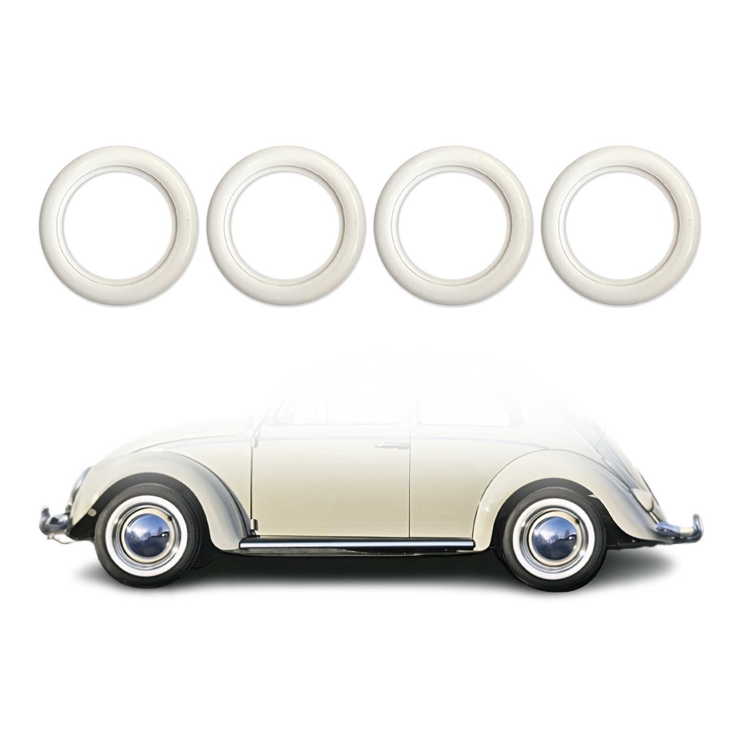 White Wall Tire Insert 16" Band Portawall Rims Sidewall Rubber Ring Set 4 Pcs