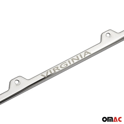 VIRGINIA Stainless Steel Chrome License Plate Frame Set 2 Pcs