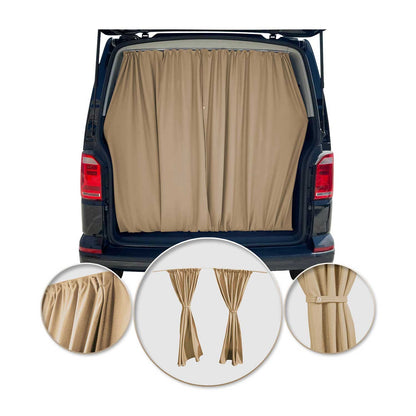 Mercedes Sprinter Trunk Tailgate Curtain Beige 2 Privacy Curtains