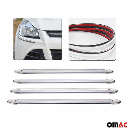 Front Rear Bumper Corner Protector Guard Trim Anti Scratch Silver 4 Pcs
