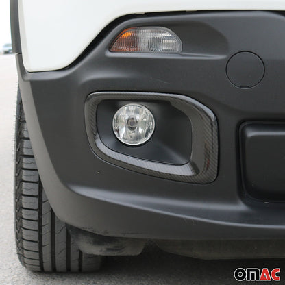 2015-2018 Jeep Renegade Fog Light Lamp Bezel Cover Carbon Fiber Black 2 Pcs