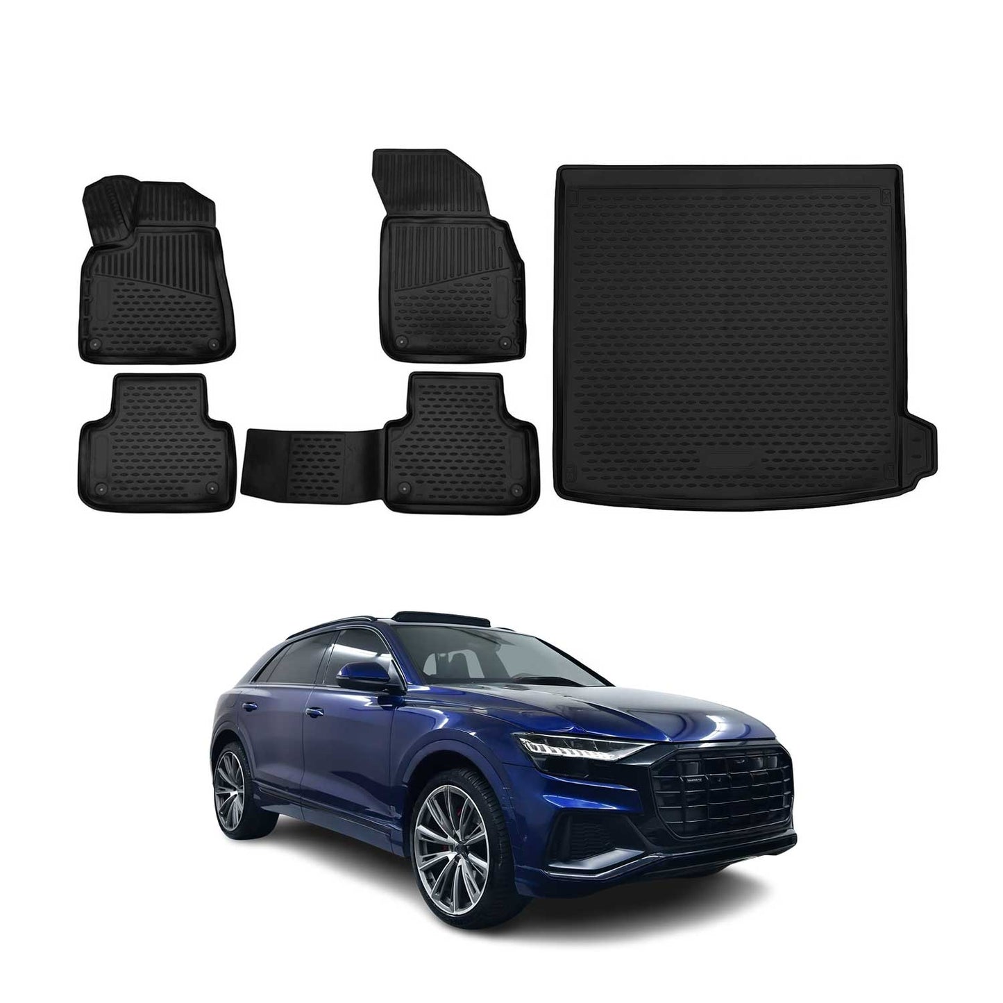 2019-2026 Audi Q8 Floor Mats & Cargo Liner Full Set All Weather Black