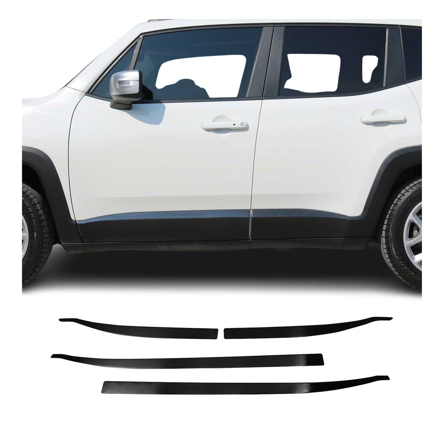 2019-2024 Jeep Renegade Side Door Molding Trim  Brushed Steel Dark 4x