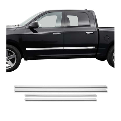 2014-2019 GMC Sierra Crew Cab 1500/2500/3500 Side Door Molding Trim Stainless Steel Silver 4x