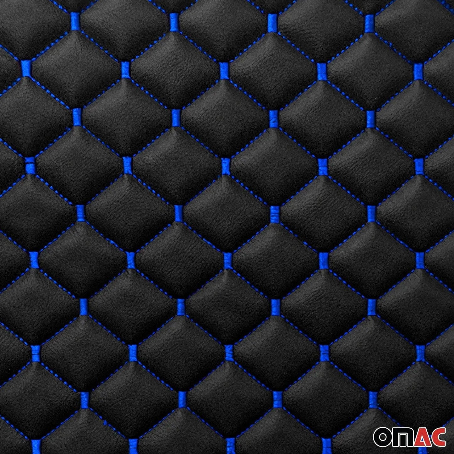 Embossed Black Faux Leather Lining Blue Stitch Car Upholstery 1 Yard x 1.5 Yards