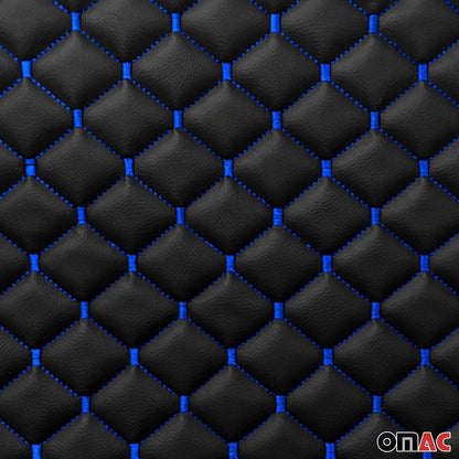 Embossed Black Faux Leather Lining Blue Stitch Car Upholstery 1 Yard x 1.5 Yards