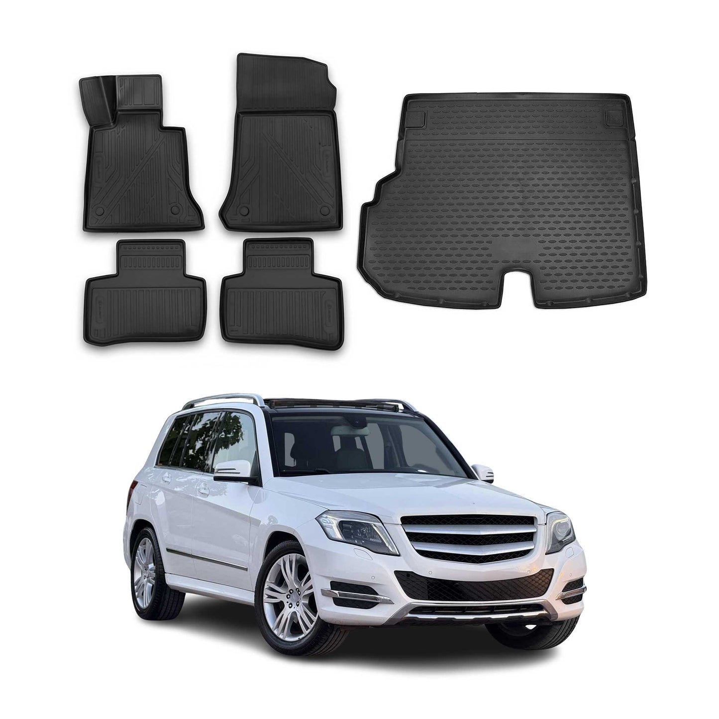 2010-2015 Mercedes GLK Class X204 Floor Mats & Cargo Liner Full Set All Weather Black
