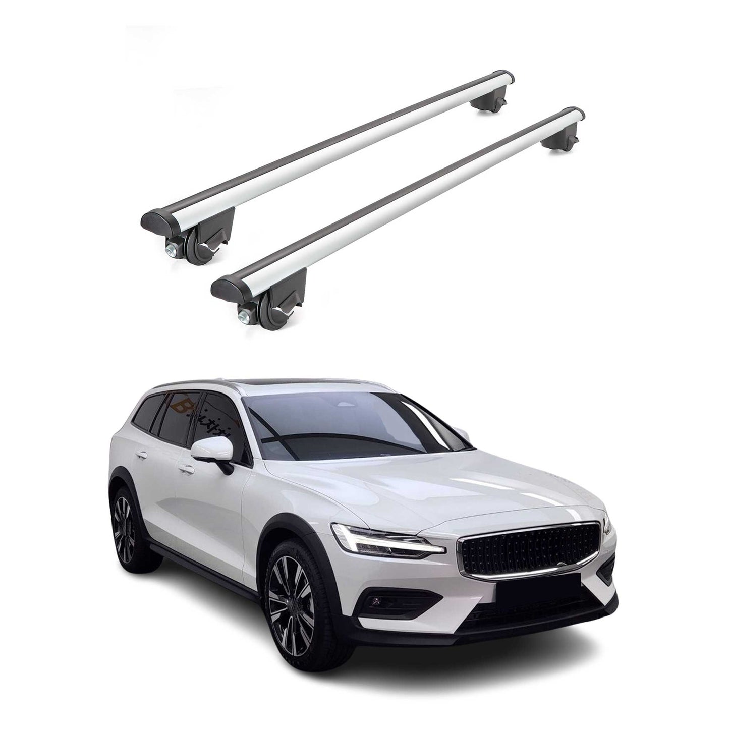 2015-2018 Volvo V60 Cross Country Roof Rack Cross Bars Silver