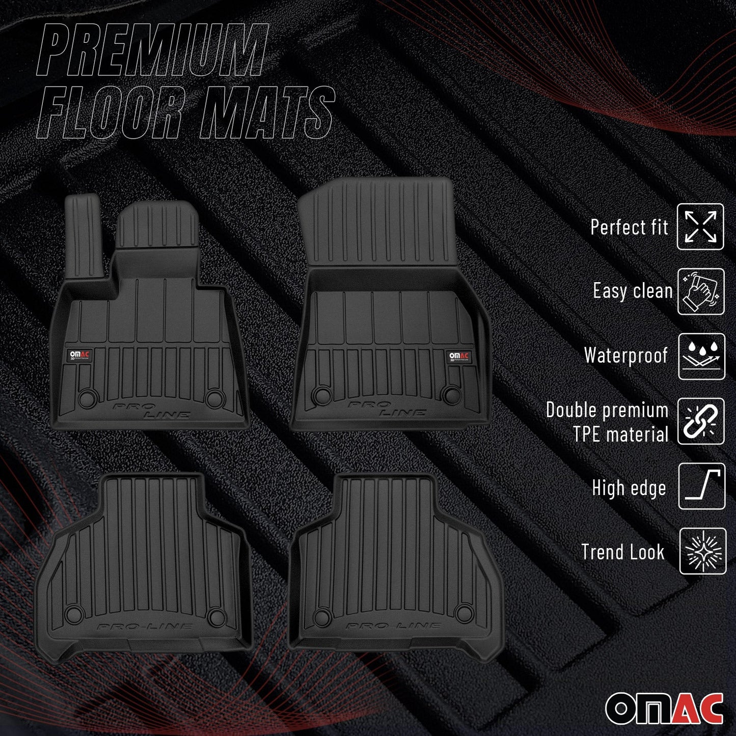2019-2026 BMW X7 G07 Premium Floor Mats Liners Full Set All Weather Heavy Duty Black