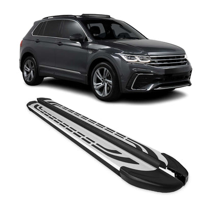 2009-2017 VW Tiguan Running Boards Side Steps Silver & Black