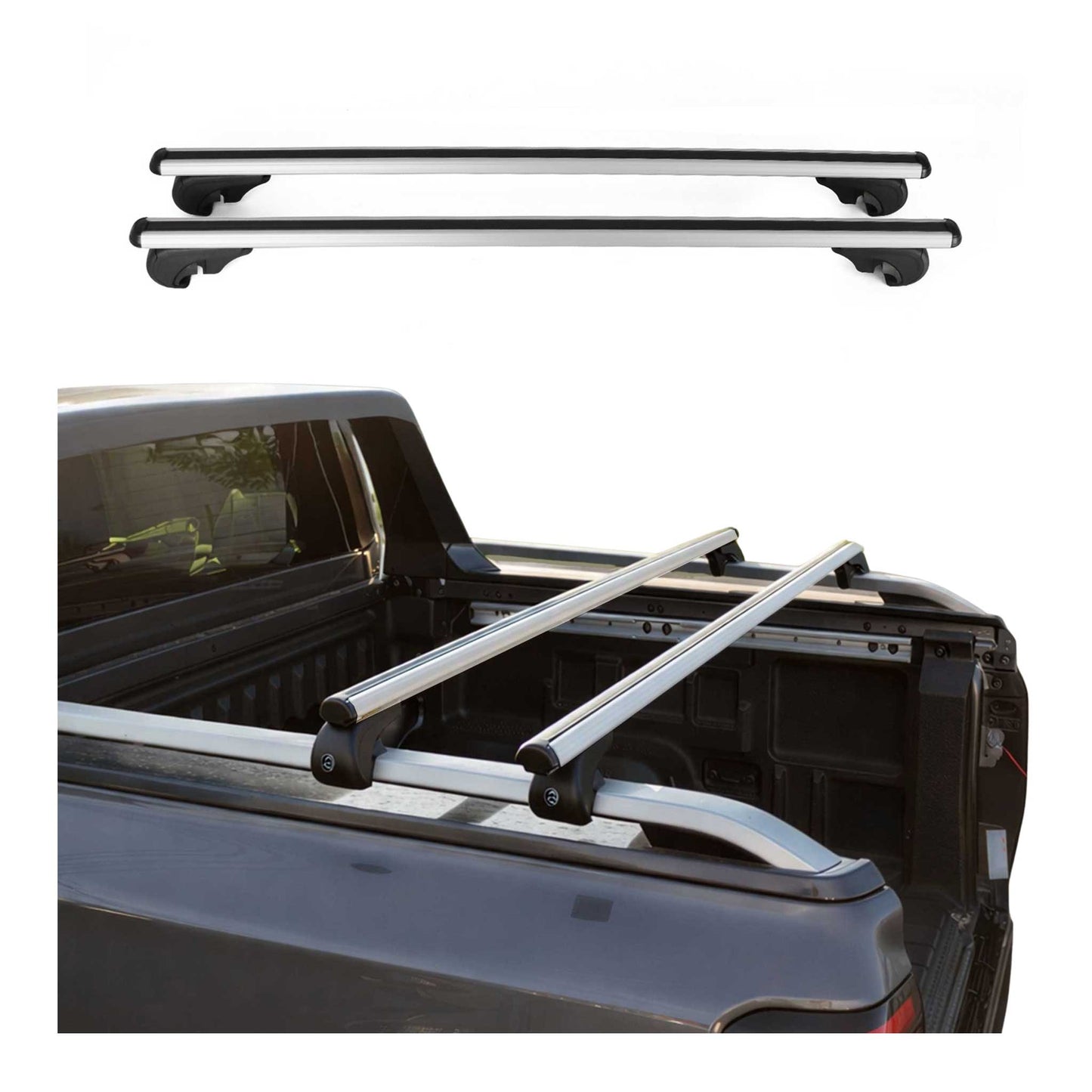 2022-2024 Ford Ranger II Trunk Bed Carrier Roof Rack Alu Gray 2 Pcs