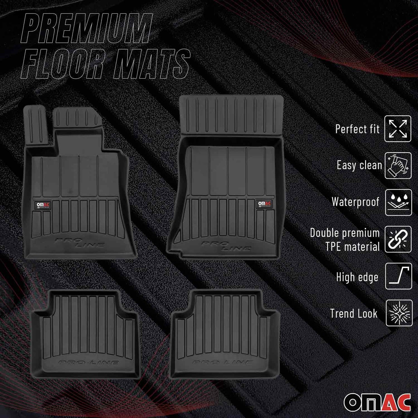 2017-2026 Alfa Romeo Giulia RWD Premium Floor Mats Liners Full Set All Weather Heavy Duty Black