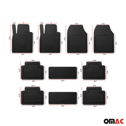 2022-2026 Jeep Wagoneer Floor Mats Liner 3-Row Car Universal Black 8 Pcs