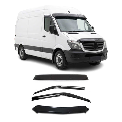 2014-2018 Mercedes Sprinter W906 Sun Visor Bug Shield Window Visor Deflector Kit 4Pcs Smoke