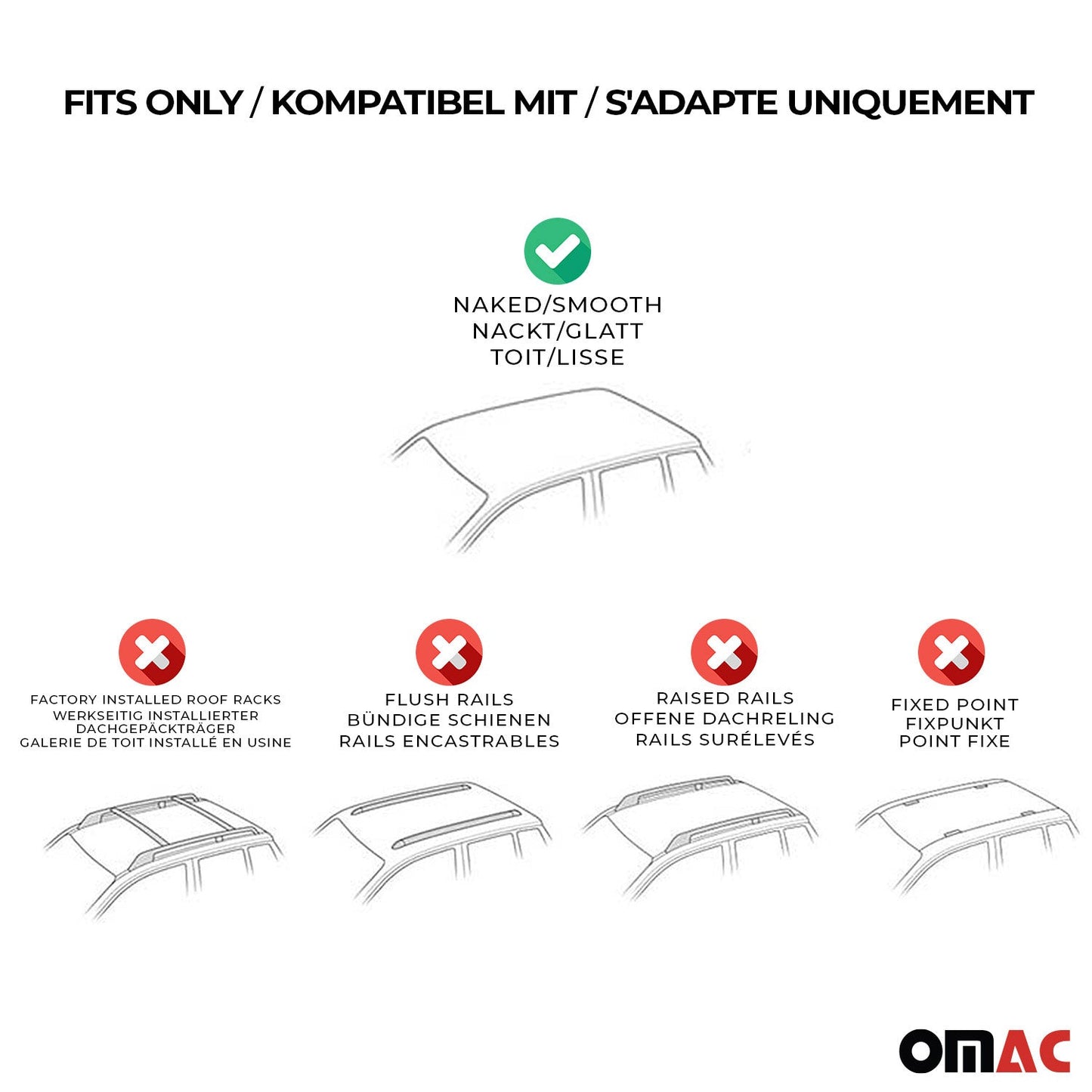 2013-2019 Cadillac ATS Sedan Roof Rack Cross Bars Luggage Carrier 2 Pcs