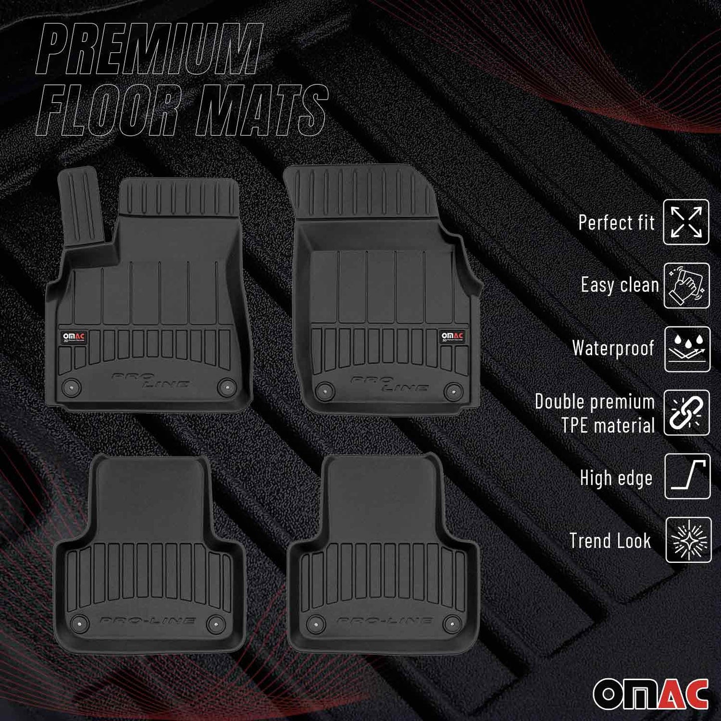 2018-2024 Lamborghini Urus Premium Floor Mats Liners Full Set All Weather Heavy Duty