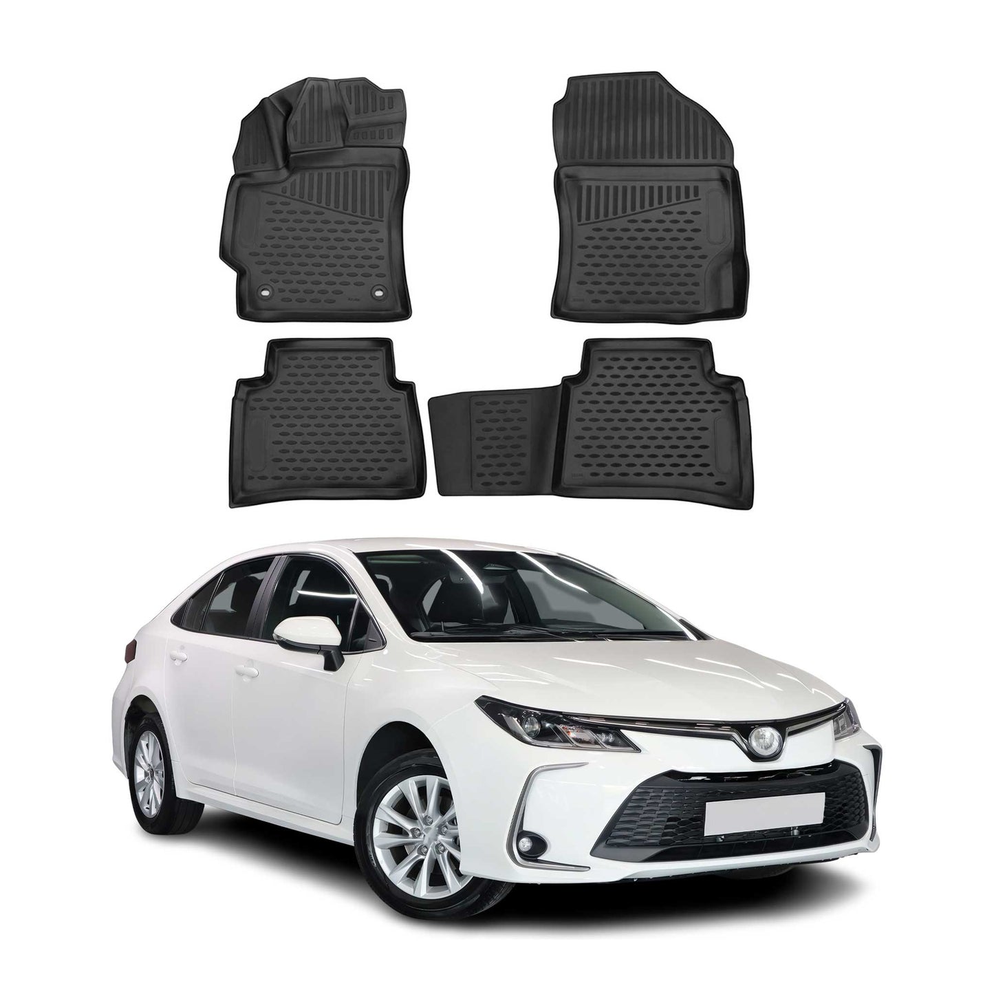2019-2026 Toyota Corolla Sedan Floor Mats Liners Full Set All Weather Black