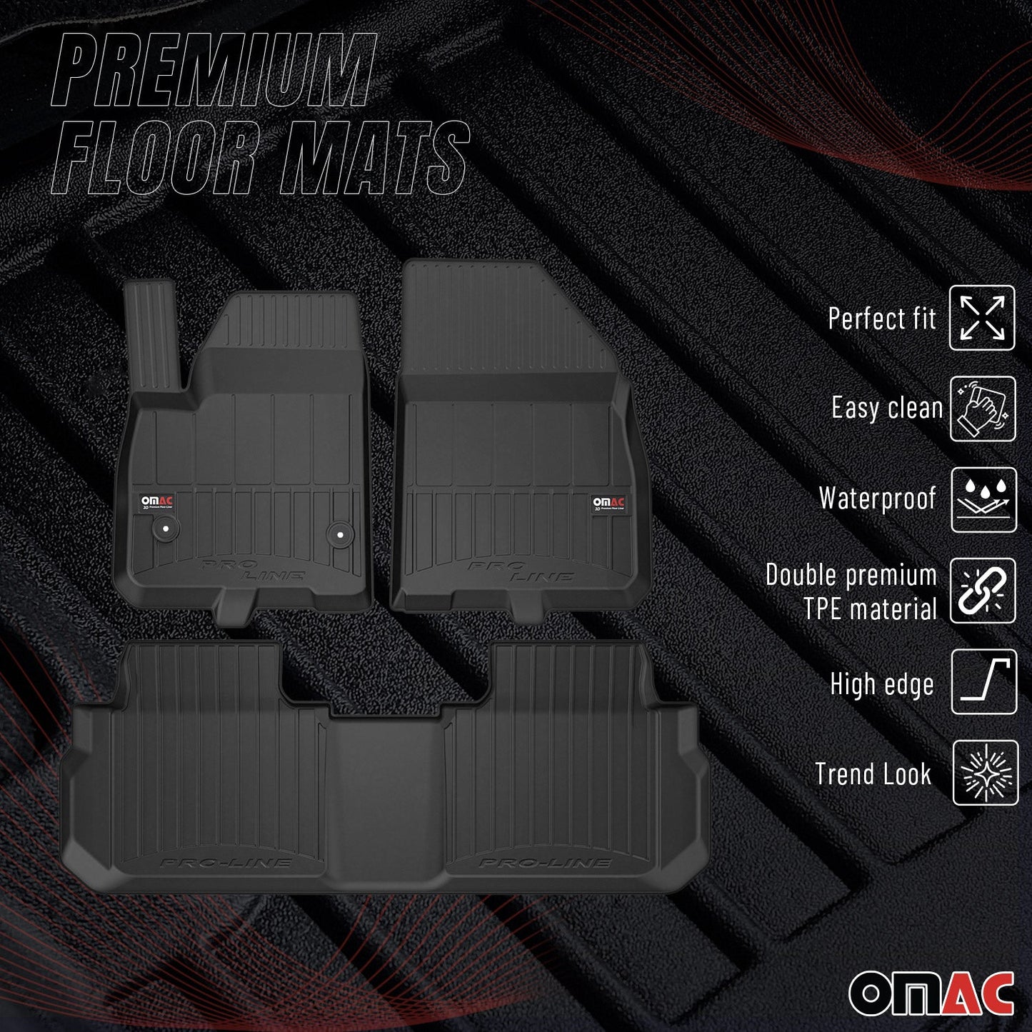 2017-2026 Cadillac XT5 Premium Floor Mats Liners Full Set All Weather Heavy Duty