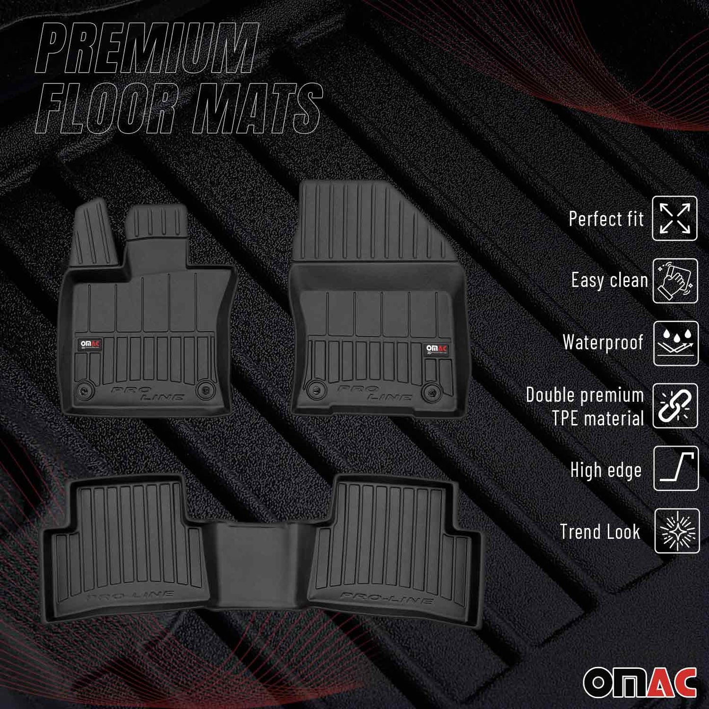 2015-2023 Ford Mustang Premium Floor Mats Liners Full Set All Weather Heavy Duty