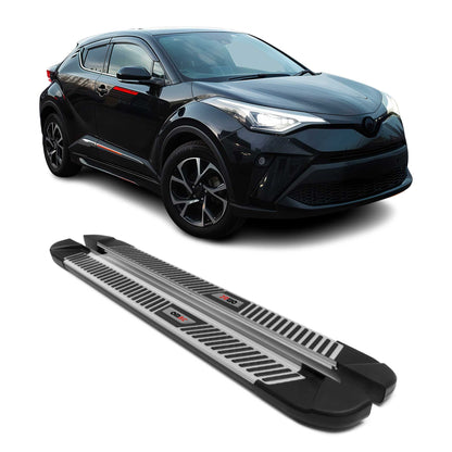 2018-2022 Toyota C-HR Hybrid Running Boards Side Steps Silver & Black