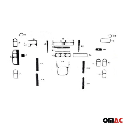 2000-2005 VW Jetta A4 Wooden Look Dashboard Console Trim Kit 25 Pcs