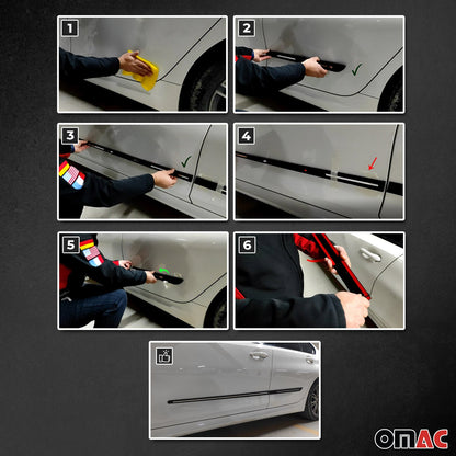 Nissan Side Door Molding Trim Skirt Garnish Stainless Steel Silver 4 Pcs