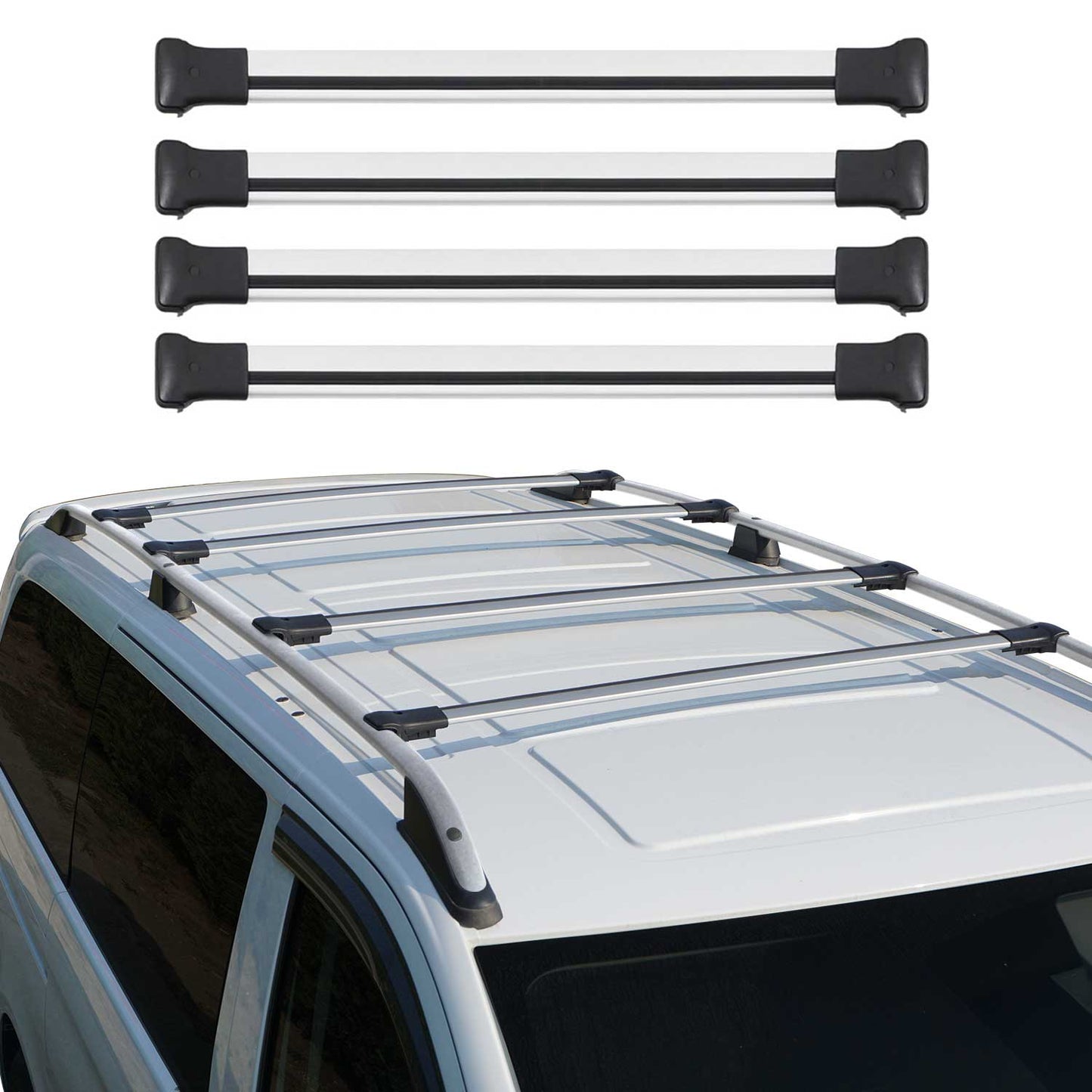 2015-2026 Ford Transit Roof Rack Cross Bars 4Pcs Silver