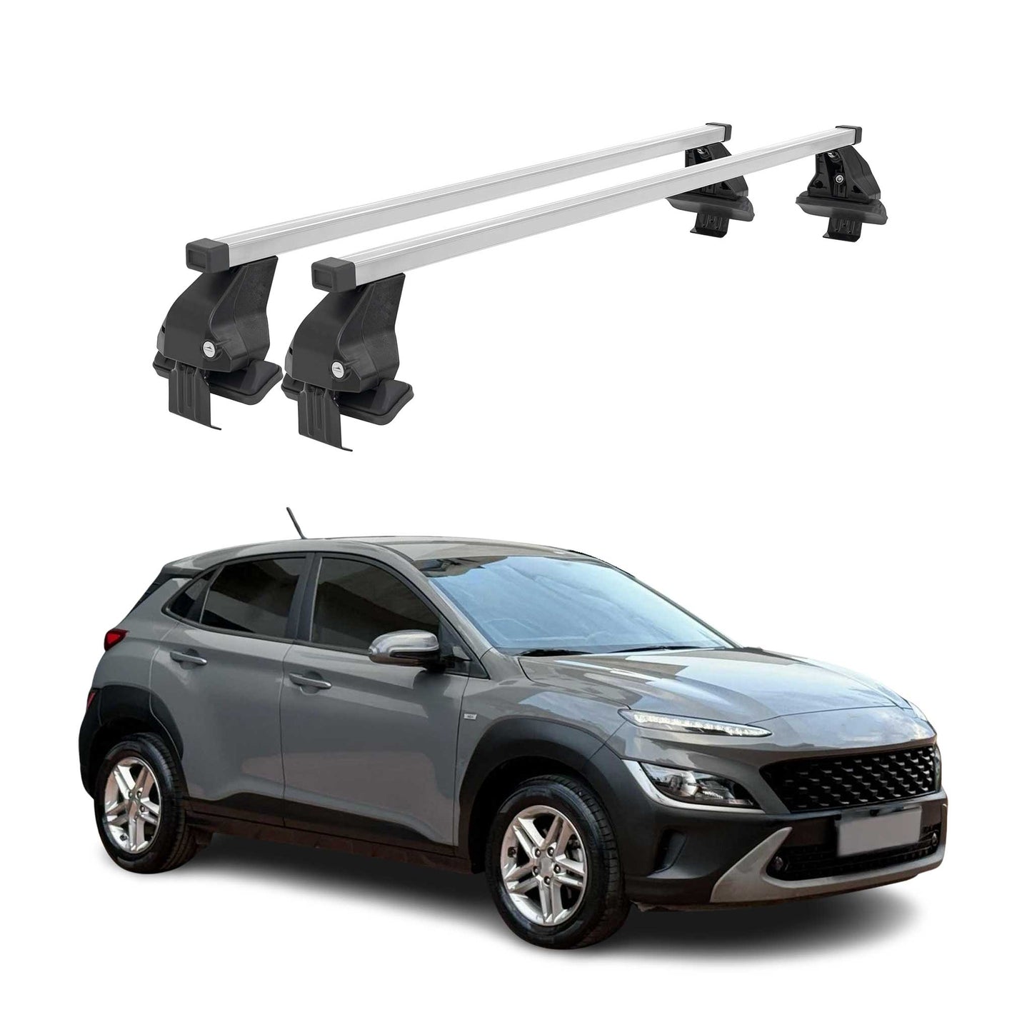 2018-2023 Hyundai Kona Roof Rack Cross Bars Silver