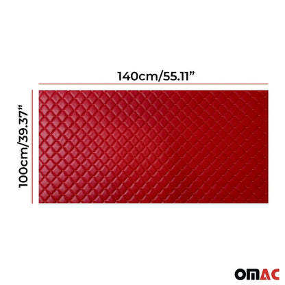 Embossed Red Faux Leather Lining Red Stitch Car Upholstery 1 Yard x 1.5 Yards
