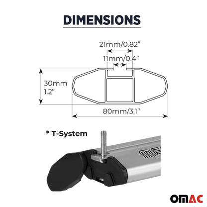 2004-2005 Toyota Yaris Roof Rack Cross Bars Silver