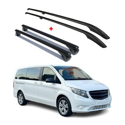 2016-2023 Mercedes Metris L2 MWB Roof Racks & Roof Rails Black Set