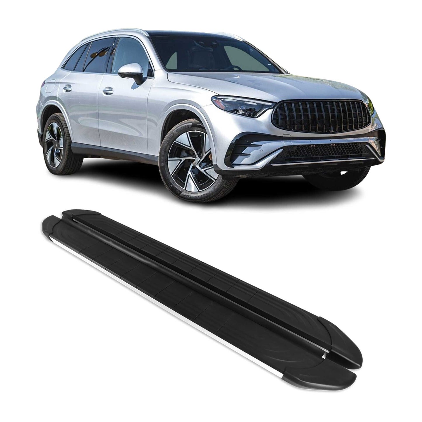 2023-2026 Mercedes GLC Class X254 Running Boards Side Steps Silver & Black