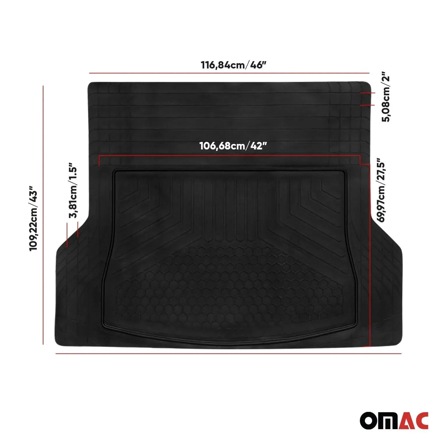 GMC Universal Cargo Mat Liner Waterproof Rubber Black 1Pc