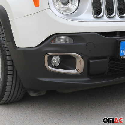 2015-2018 Jeep Renegade Fog Light Lamp Bezel Cover Steel Dark 2 Pcs