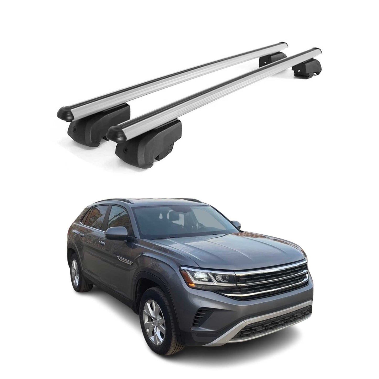 2020-2026 Volkswagen Atlas Cross Sport Roof Rack Cross Bars Silver