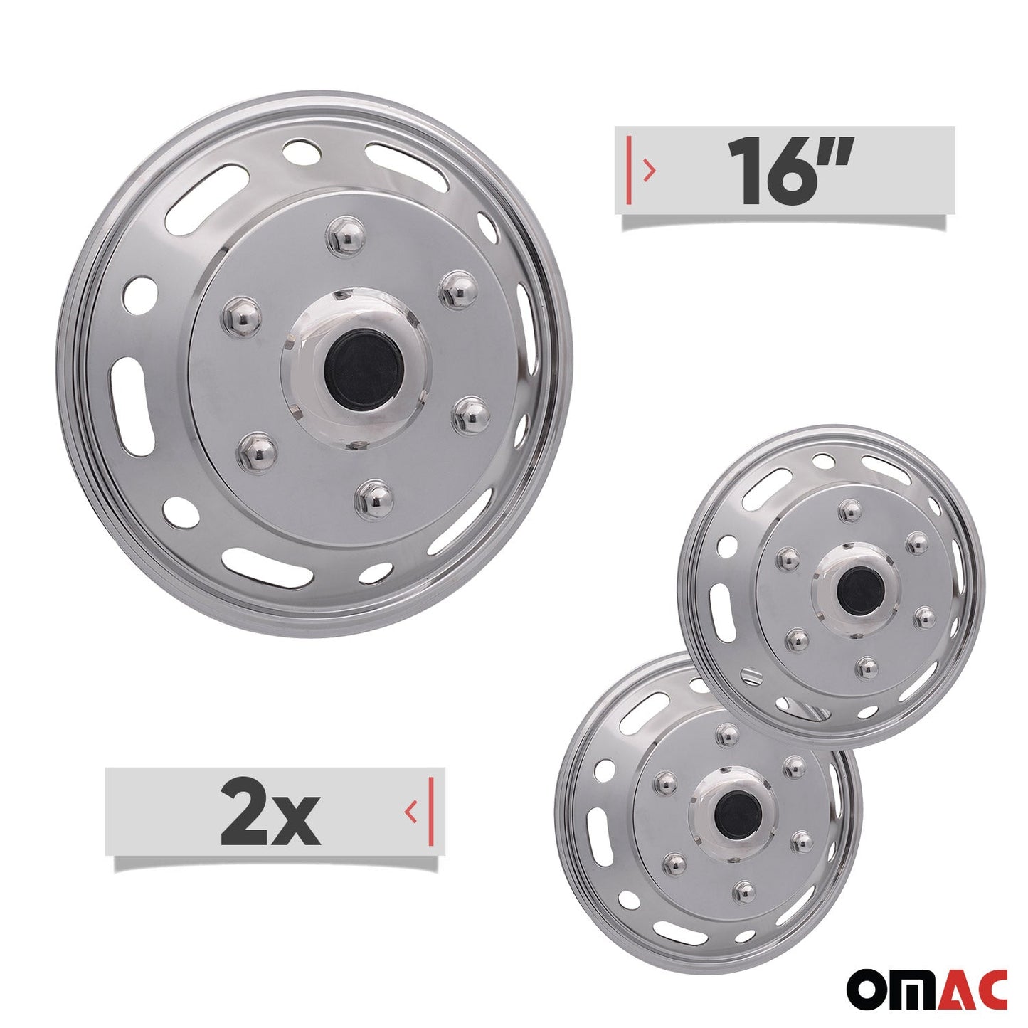 2015-2026 Ford Transit 16" Dual Wheel Simulator Hubcaps Steel Front 2Pcs