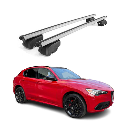 2018-2026 Alfa Romeo Stelvio Roof Rack Cross Bars Black Luggage Carrier 2 Pcs