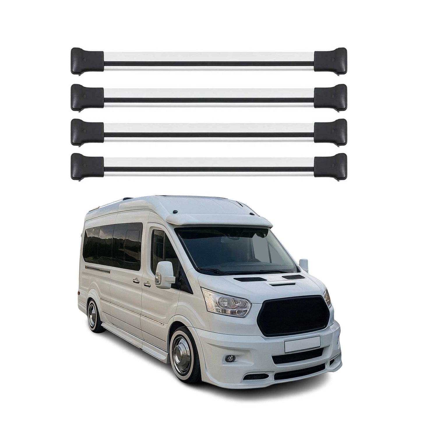 2015-2026 Ford Transit Roof Rack Cross Bars 4Pcs Silver
