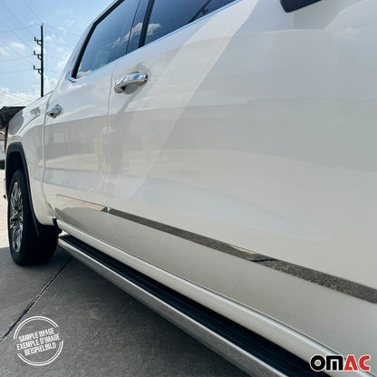 2014-2019 GMC Sierra Crew Cab 1500/2500/3500 Side Door Molding Trim Stainless Steel Silver 4x
