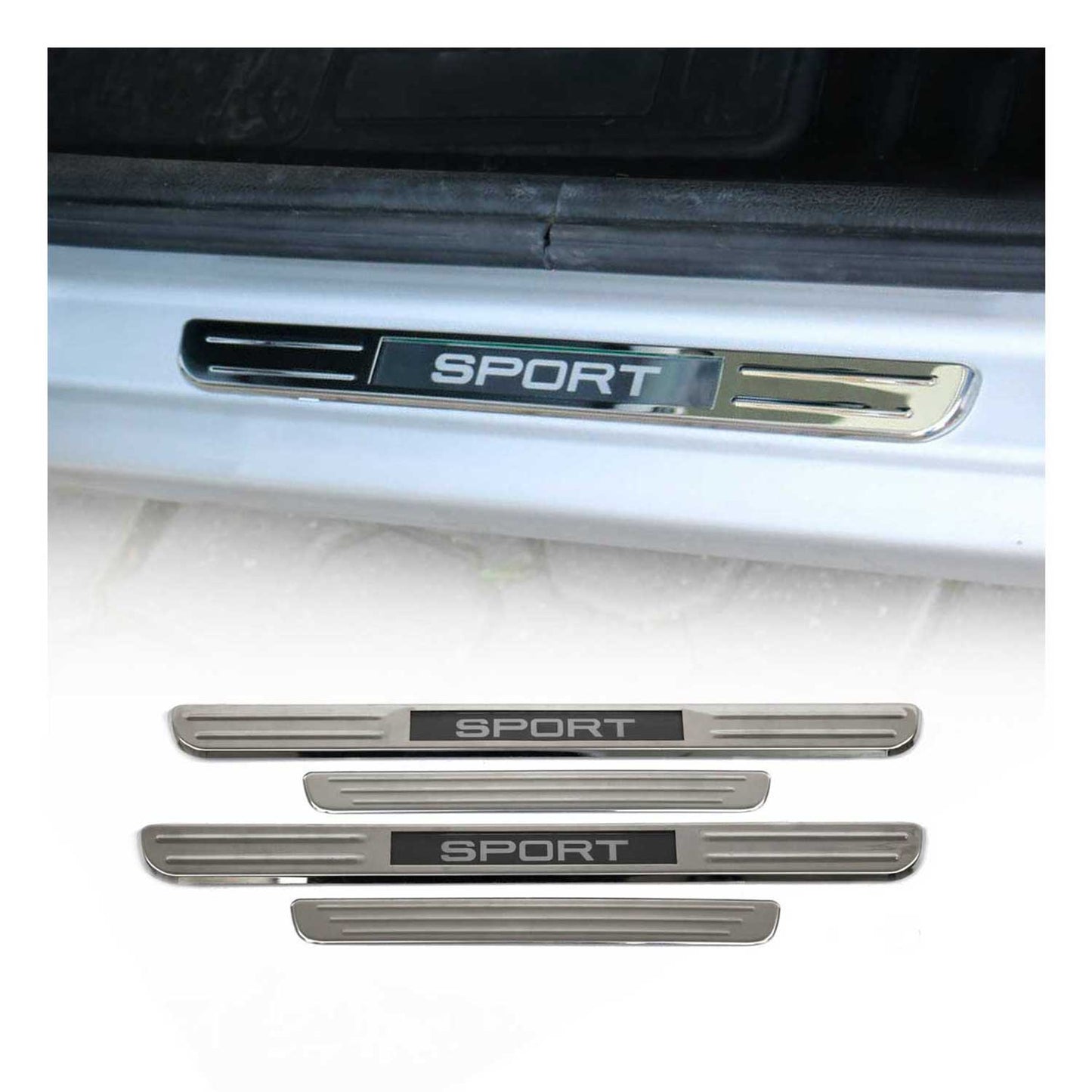 BMW 3 Series Door Sill Scuff Plate Illuminated Sport Steel Silver 4 Pcs