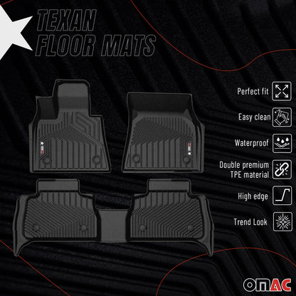 2020-2026 BMW X6 G06 Premium Floor Mats Liners First and Second Row Set Black