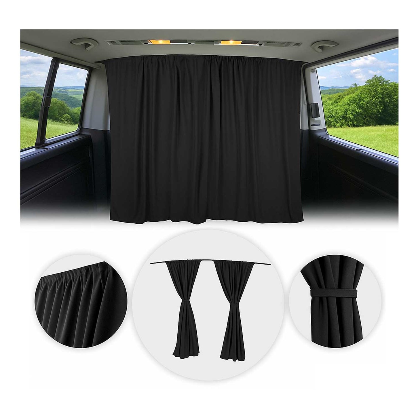 2013-2021 Nissan NV200 Cabin Divider Curtains Privacy Curtains Black 2 Curtains