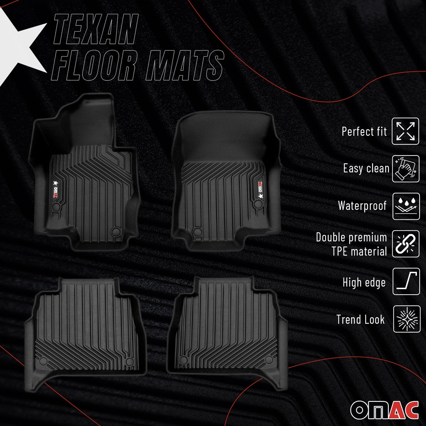 2020-2026 Mercedes GLE Class W167 Premium Floor Mats Liners First and Second Row Set Black